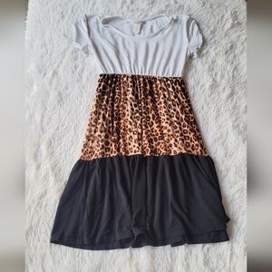 Leopard block dress